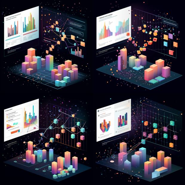 computer screen with data graphs and clusters